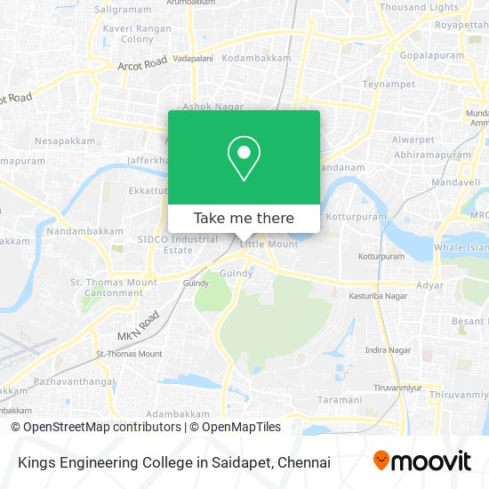 Kings Engineering College in Saidapet map