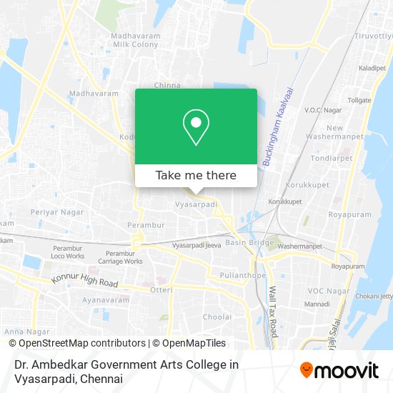 Dr. Ambedkar Government Arts College in Vyasarpadi map