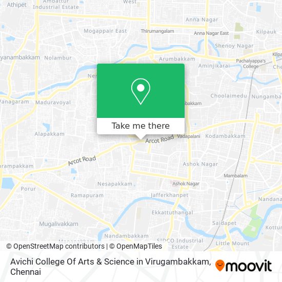 Avichi College Of Arts & Science in Virugambakkam map