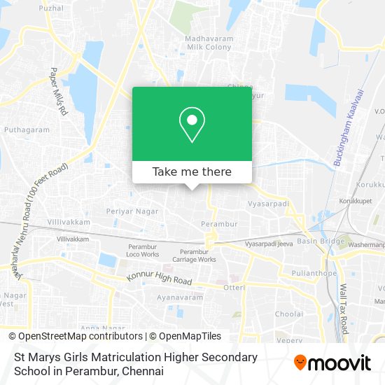 St Marys Girls Matriculation Higher Secondary School in Perambur map