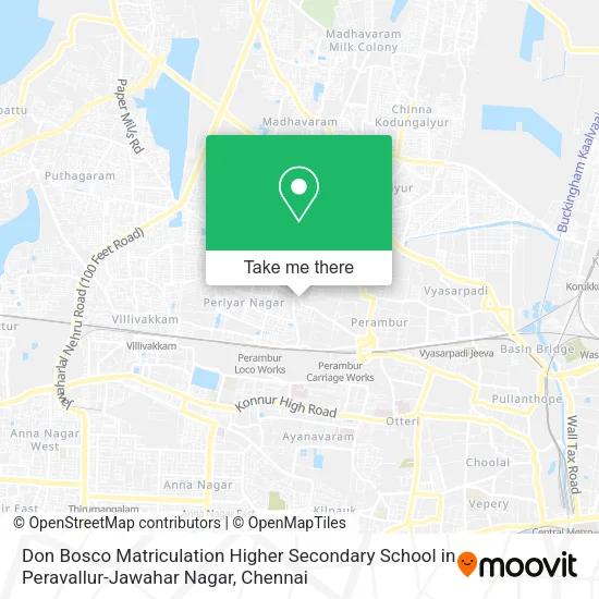 Don Bosco Matriculation Higher Secondary School in Peravallur-Jawahar Nagar map