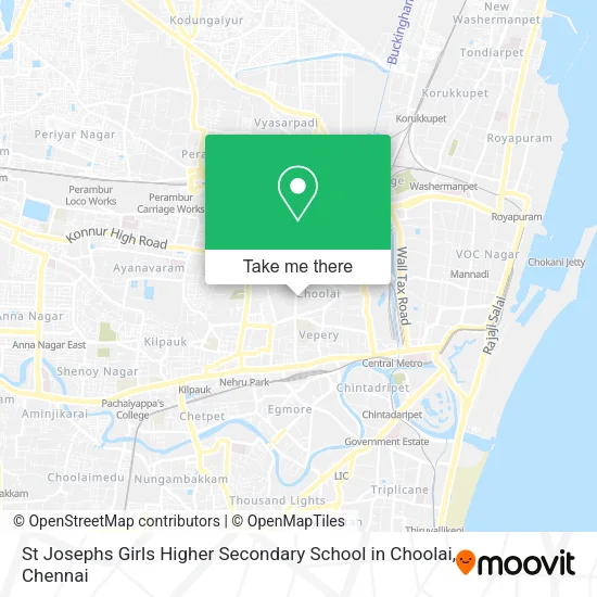 St Josephs Girls Higher Secondary School in Choolai map