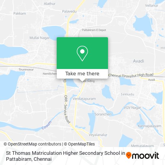 St Thomas Matriculation Higher Secondary School in Pattabiram map