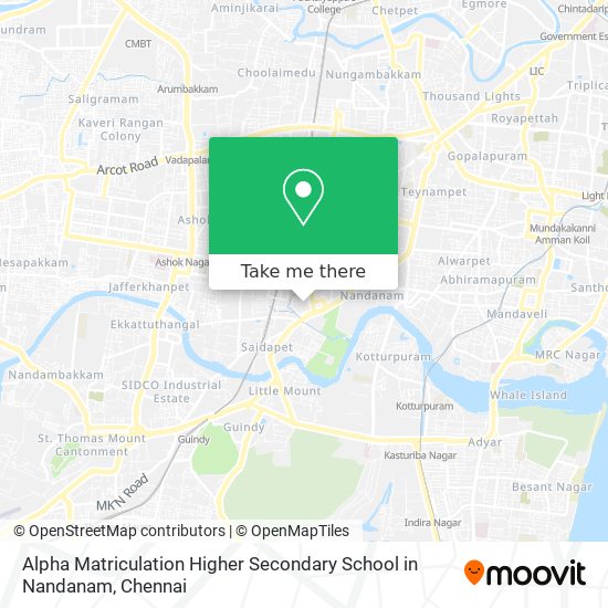 Alpha Matriculation Higher Secondary School in Nandanam map