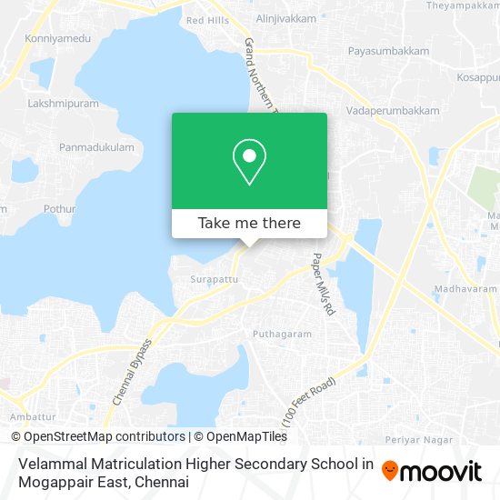 Velammal Matriculation Higher Secondary School in Mogappair East map