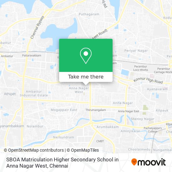 SBOA Matriculation Higher Secondary School in Anna Nagar West map