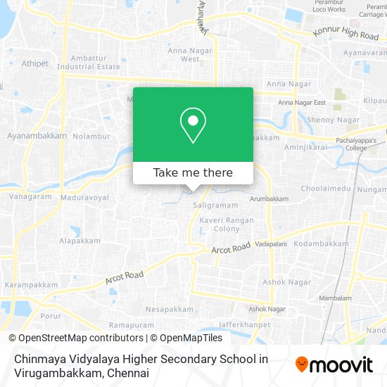 Chinmaya Vidyalaya Higher Secondary School in Virugambakkam map