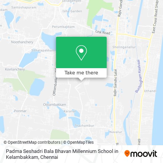 Padma Seshadri Bala Bhavan Millennium School in Kelambakkam map