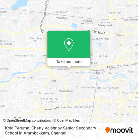 Kola Perumal Chetty Vaishnav Senior Secondary School in Arumbakkam map