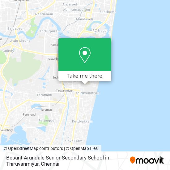Besant Arundale Senior Secondary School in Thiruvanmiyur map