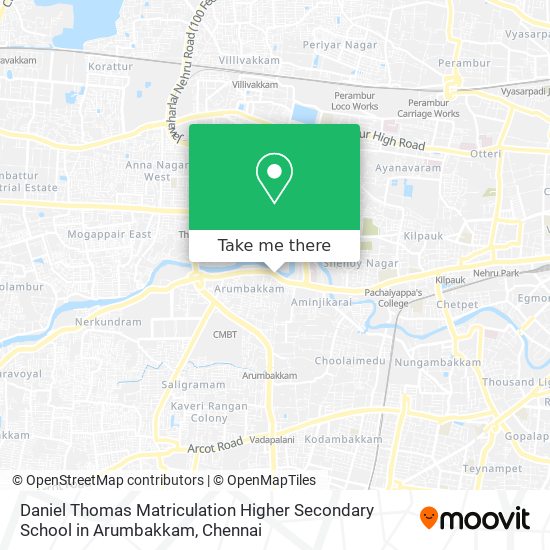 Daniel Thomas Matriculation Higher Secondary School in Arumbakkam map