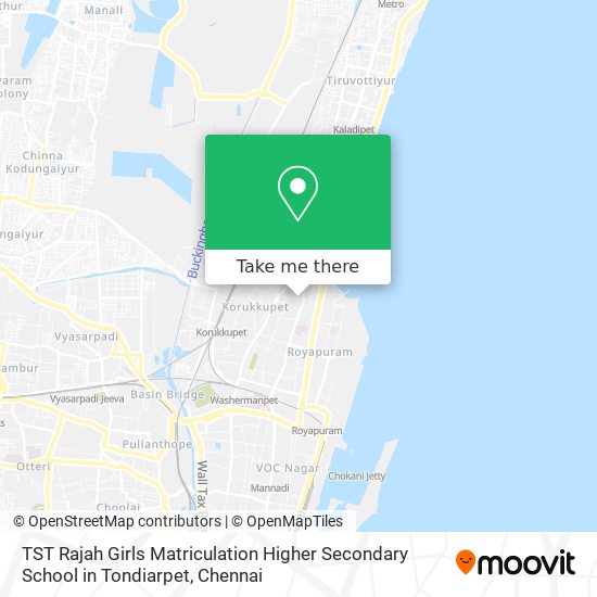 TST Rajah Girls Matriculation Higher Secondary School in Tondiarpet map