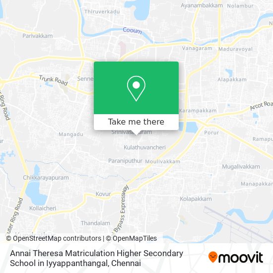 Annai Theresa Matriculation Higher Secondary School in Iyyappanthangal map