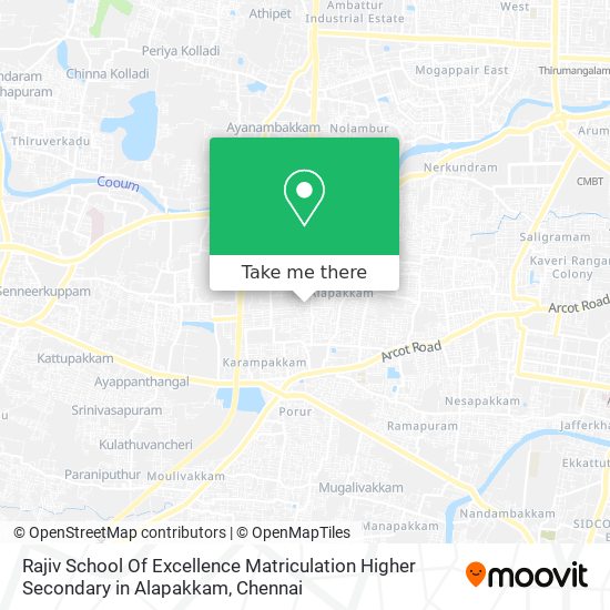 Rajiv School Of Excellence Matriculation Higher Secondary in Alapakkam map