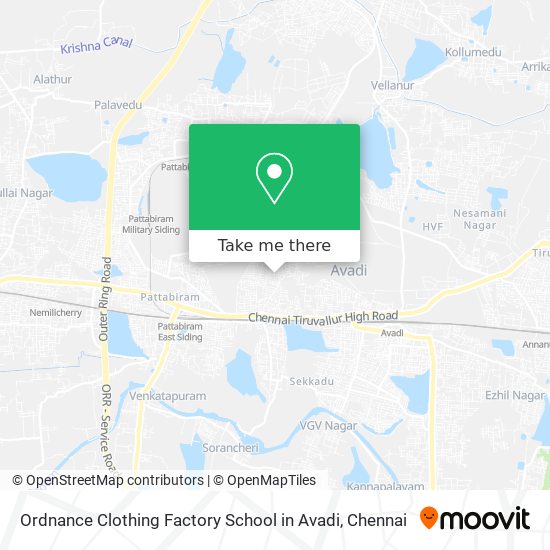 Ordnance Clothing Factory School in Avadi map