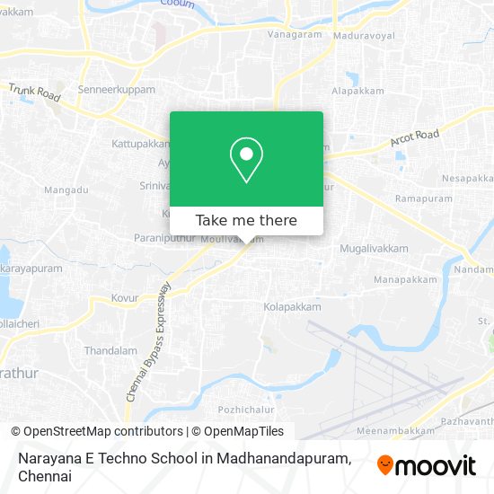 Narayana E Techno School in Madhanandapuram map