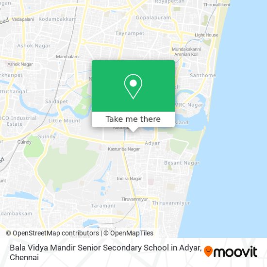 Bala Vidya Mandir Senior Secondary School in Adyar map