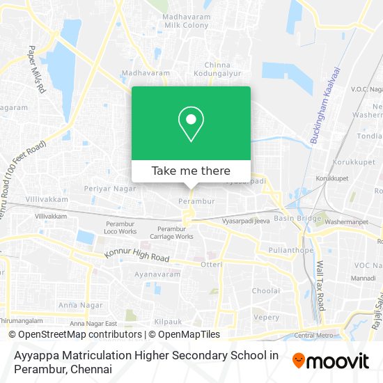 Ayyappa Matriculation Higher Secondary School in Perambur map