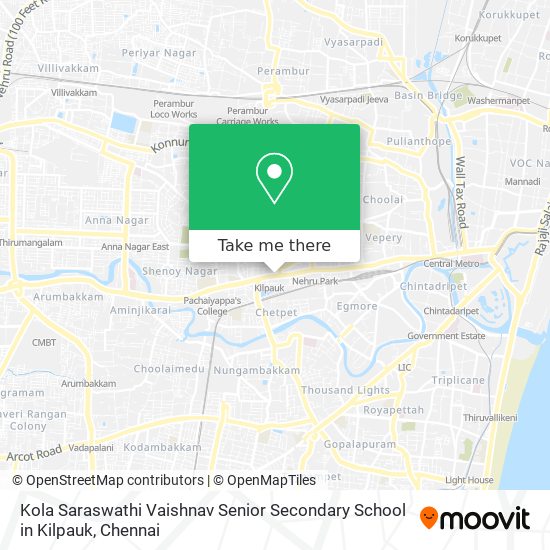 Kola Saraswathi Vaishnav Senior Secondary School in Kilpauk map