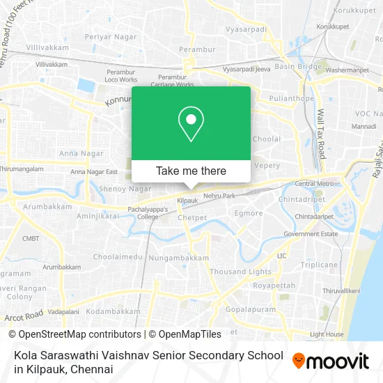 Kola Saraswathi Vaishnav Senior Secondary School in Kilpauk map