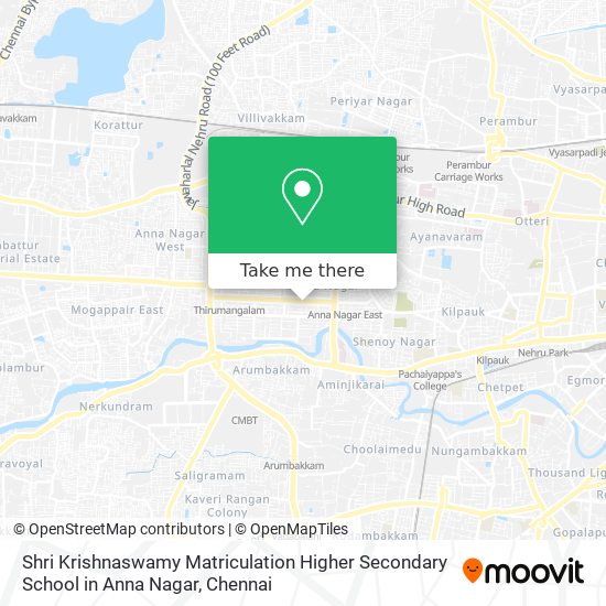 Shri Krishnaswamy Matriculation Higher Secondary School in Anna Nagar map