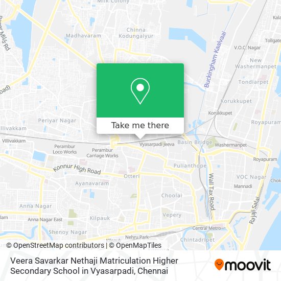 Veera Savarkar Nethaji Matriculation Higher Secondary School in Vyasarpadi map