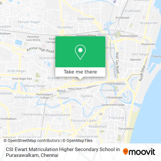 CSI Ewart Matriculation Higher Secondary School in Purasawalkam map