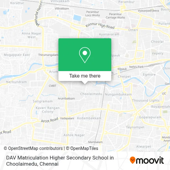 DAV Matriculation Higher Secondary School in Choolaimedu map