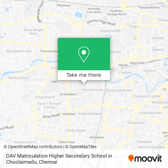 DAV Matriculation Higher Secondary School in Choolaimedu map