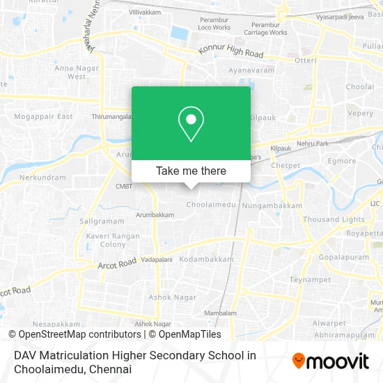 DAV Matriculation Higher Secondary School in Choolaimedu map