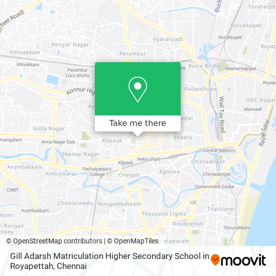 Gill Adarsh Matriculation Higher Secondary School in Royapettah map
