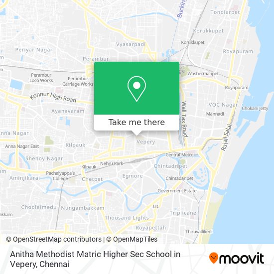 Anitha Methodist Matric Higher Sec School in Vepery map