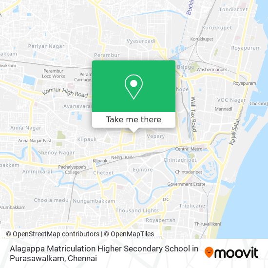 Alagappa Matriculation Higher Secondary School in Purasawalkam map