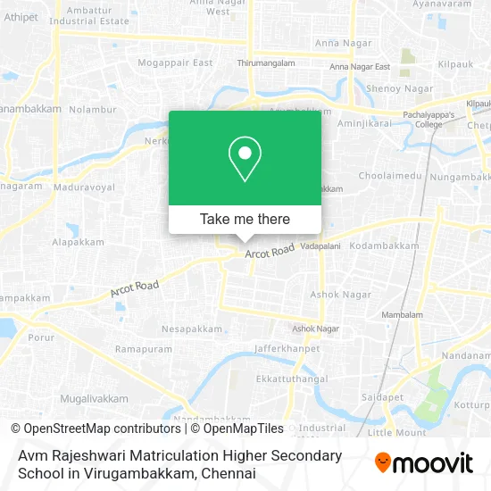 Avm Rajeshwari Matriculation Higher Secondary School in Virugambakkam map