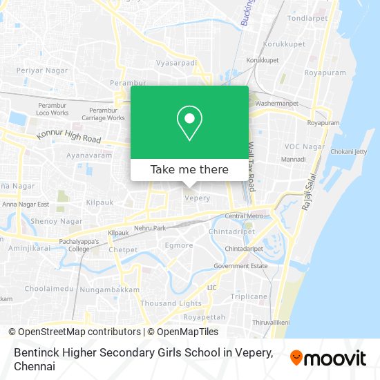 Bentinck Higher Secondary Girls School in Vepery map