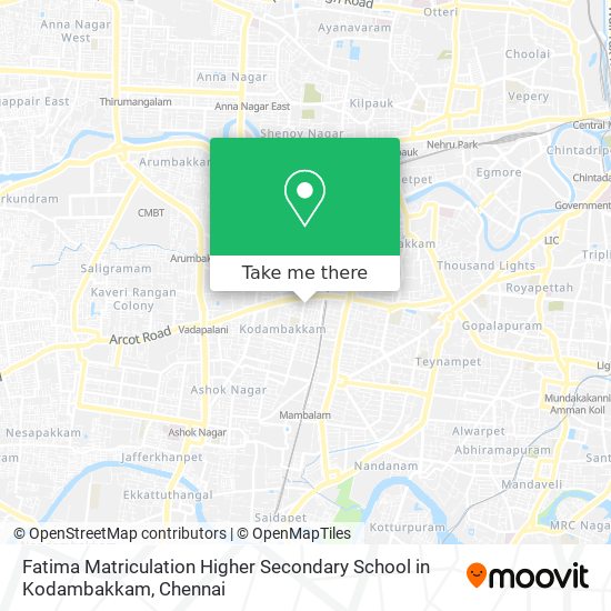 Fatima Matriculation Higher Secondary School in Kodambakkam map