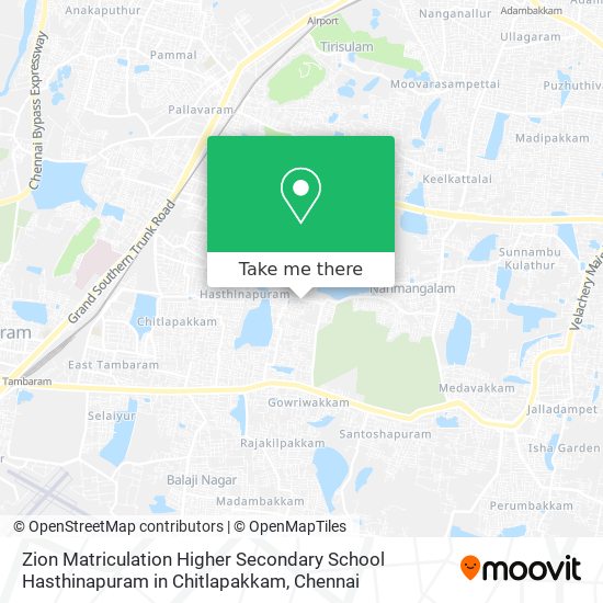 Zion Matriculation Higher Secondary School Hasthinapuram in Chitlapakkam map