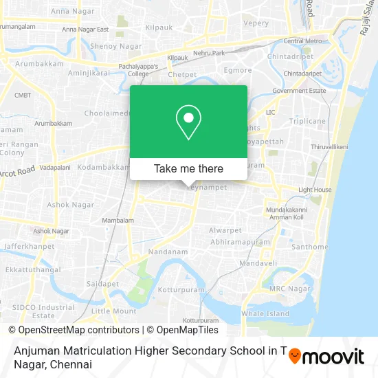 Anjuman Matriculation Higher Secondary School in T Nagar map