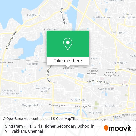 Singaram Pillai Girls Higher Secondary School in Villivakkam map