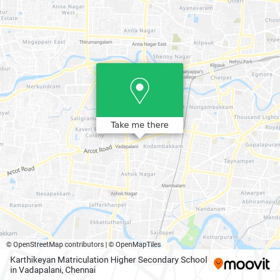 Karthikeyan Matriculation Higher Secondary School in Vadapalani map