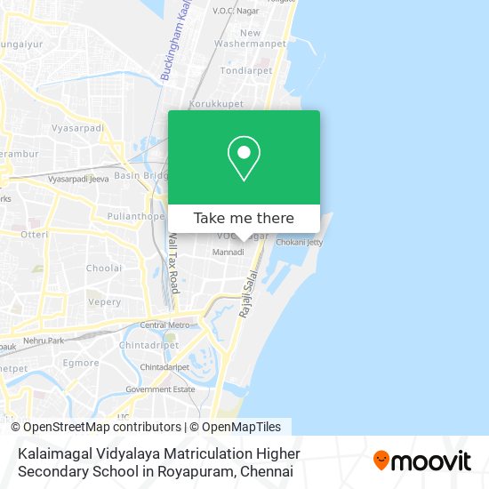 Kalaimagal Vidyalaya Matriculation Higher Secondary School in Royapuram map