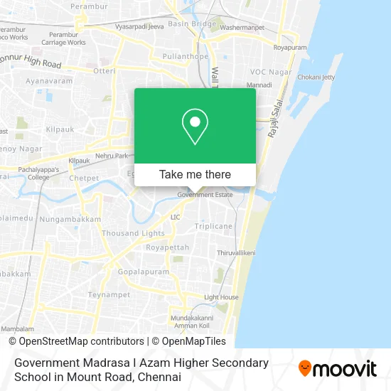 Government Madrasa I Azam Higher Secondary School in Mount Road map