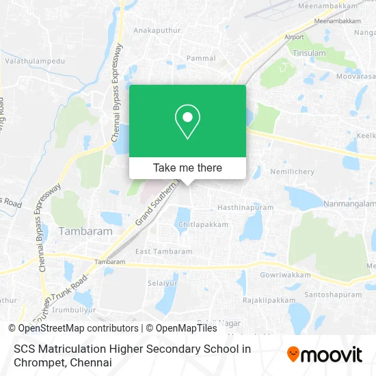 SCS Matriculation Higher Secondary School in Chrompet map
