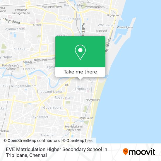 EVE Matriculation Higher Secondary School in Triplicane map