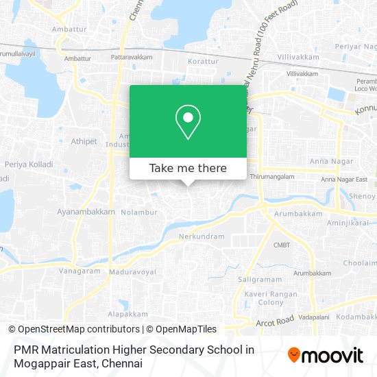 PMR Matriculation Higher Secondary School in Mogappair East map