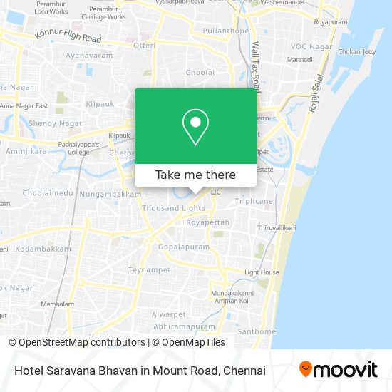 Hotel Saravana Bhavan in Mount Road map