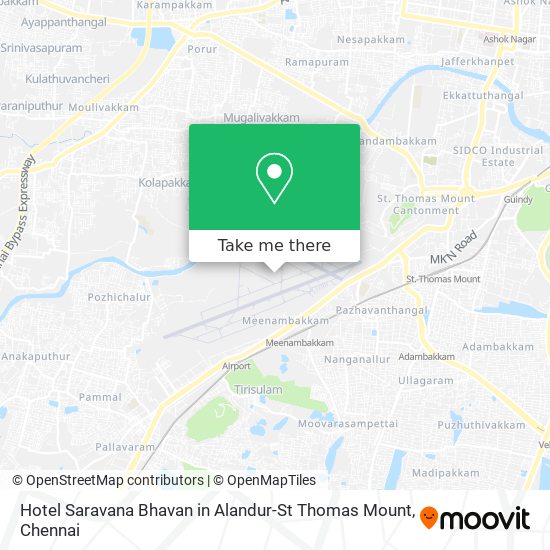 Hotel Saravana Bhavan in Alandur-St Thomas Mount map