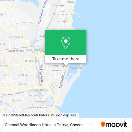 Chennai Woodlands Hotel in Parrys map