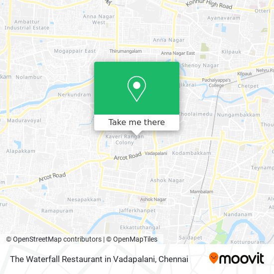 The Waterfall Restaurant in Vadapalani map