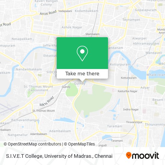 S.I.V.E.T College, University of Madras. map